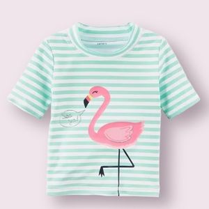 CARTER'S Flamingo and Stripes Rash Guard
